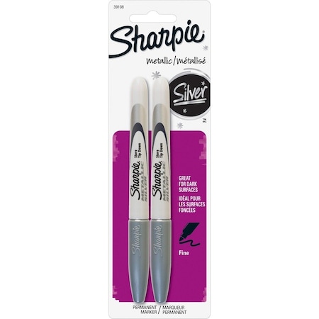 Sharpie Metallic , Permanent, Fine Point, 2/PK, Silver PK SAN39108PP